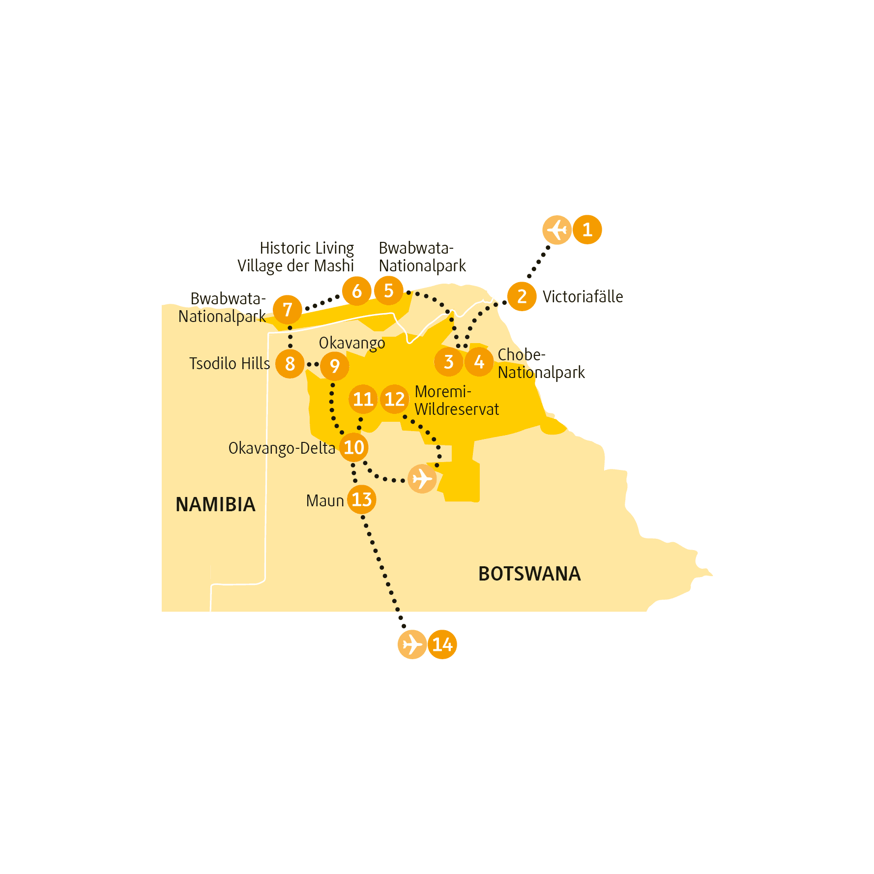  Botswana, Simbabwe und Namibia Moremi Afrika Erlebnis-Reisen