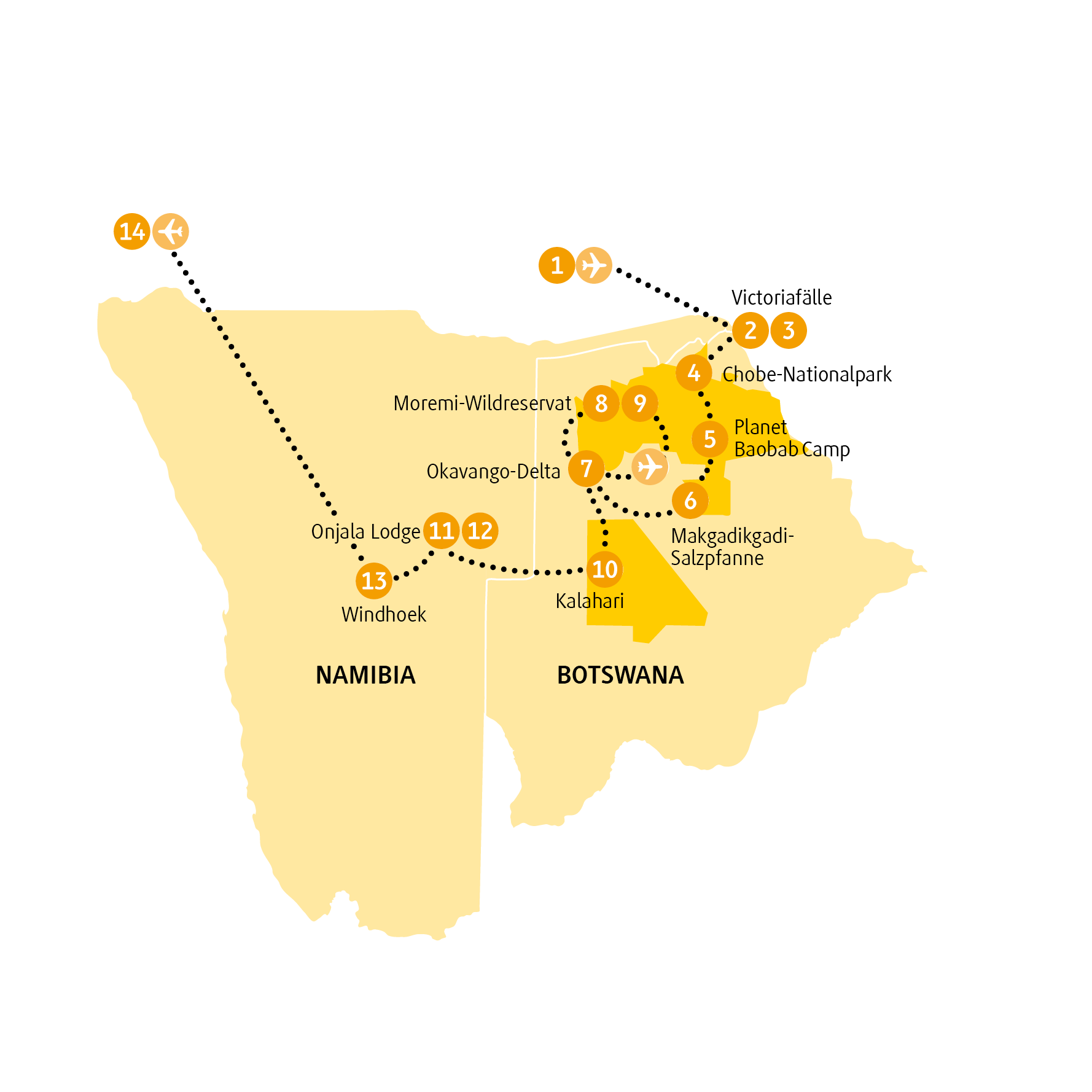  Botswana, Simbabwe und Namibia Okavango Afrika Erlebnis-Reisen