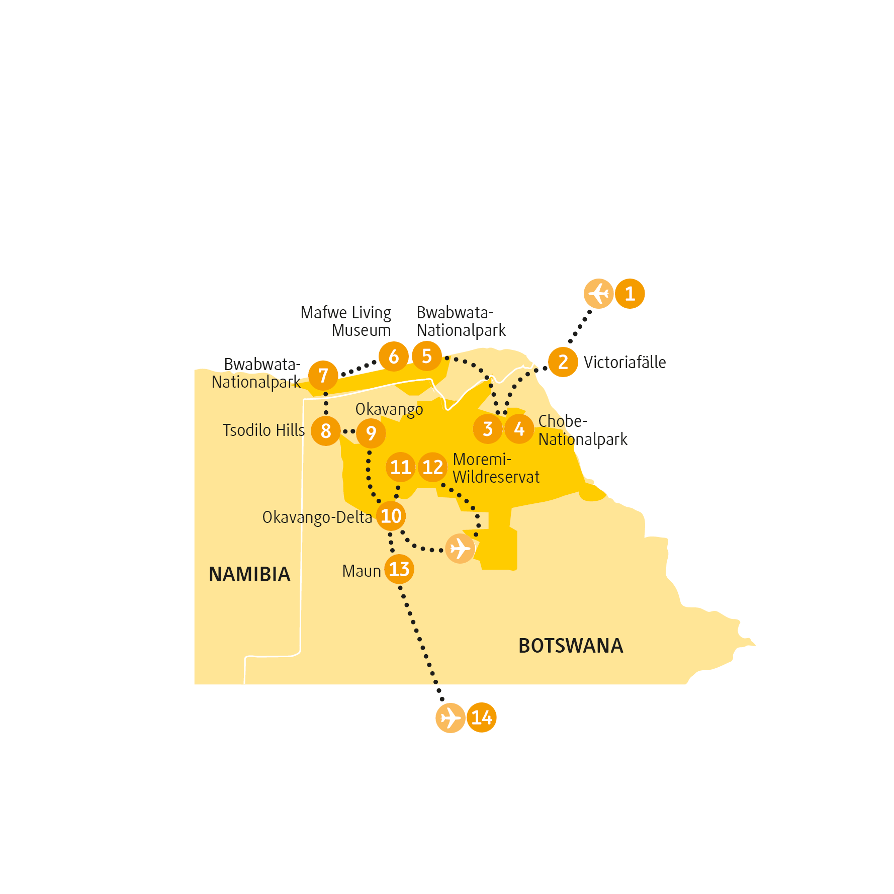  Botswana, Simbabwe und Namibia Moremi Afrika Erlebnis-Reisen