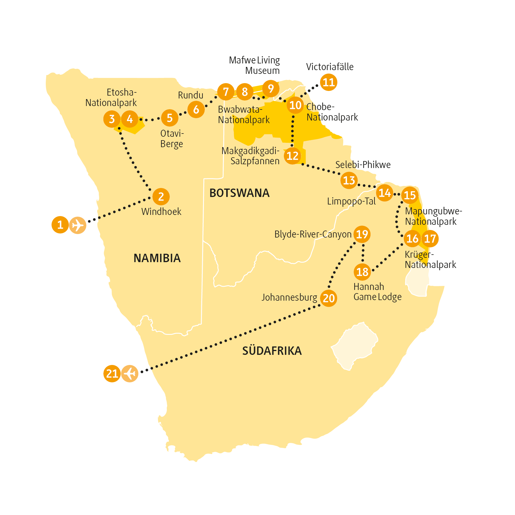  Namibia, Botswana, Simbabwe und Südafrika Limpopo Afrika Erlebnis-Reisen