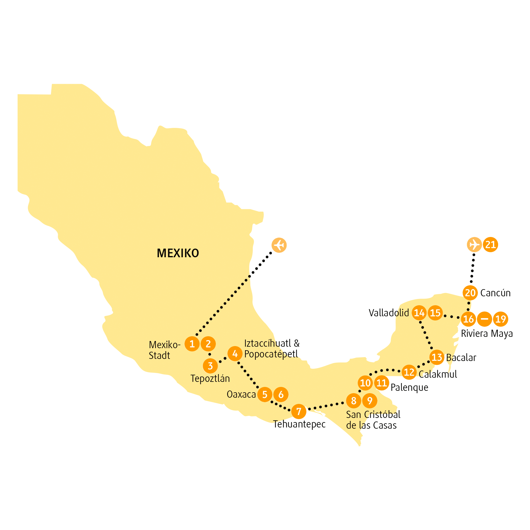 Reiseroute MXOAX-2N
