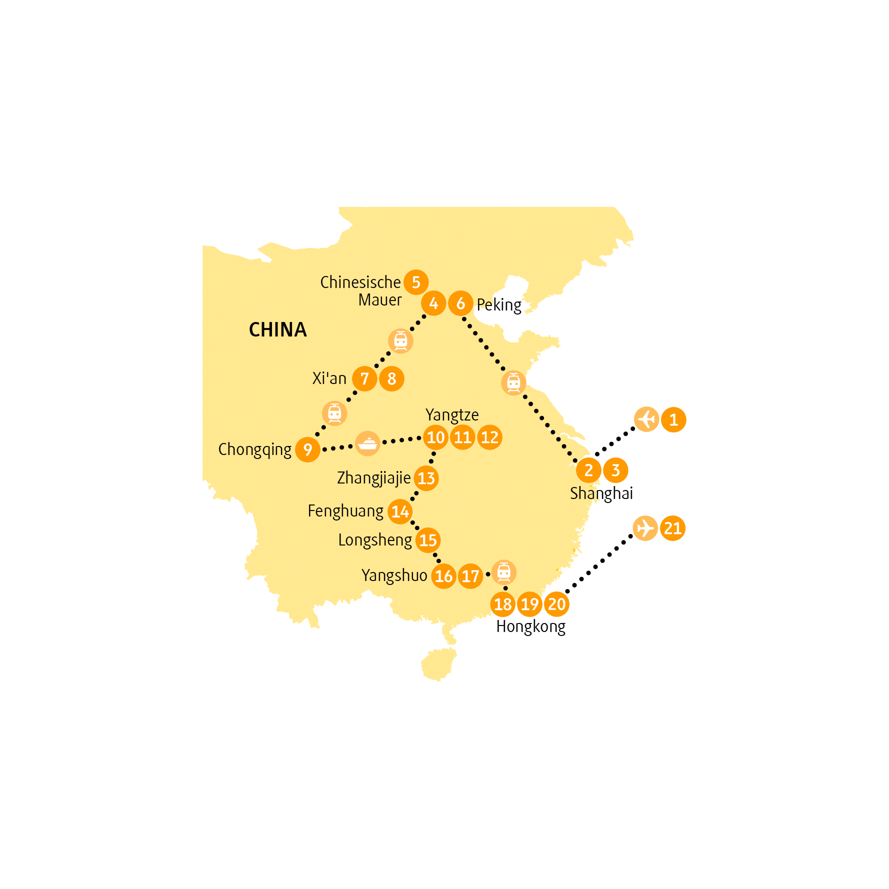 Reiseroute CNZHA