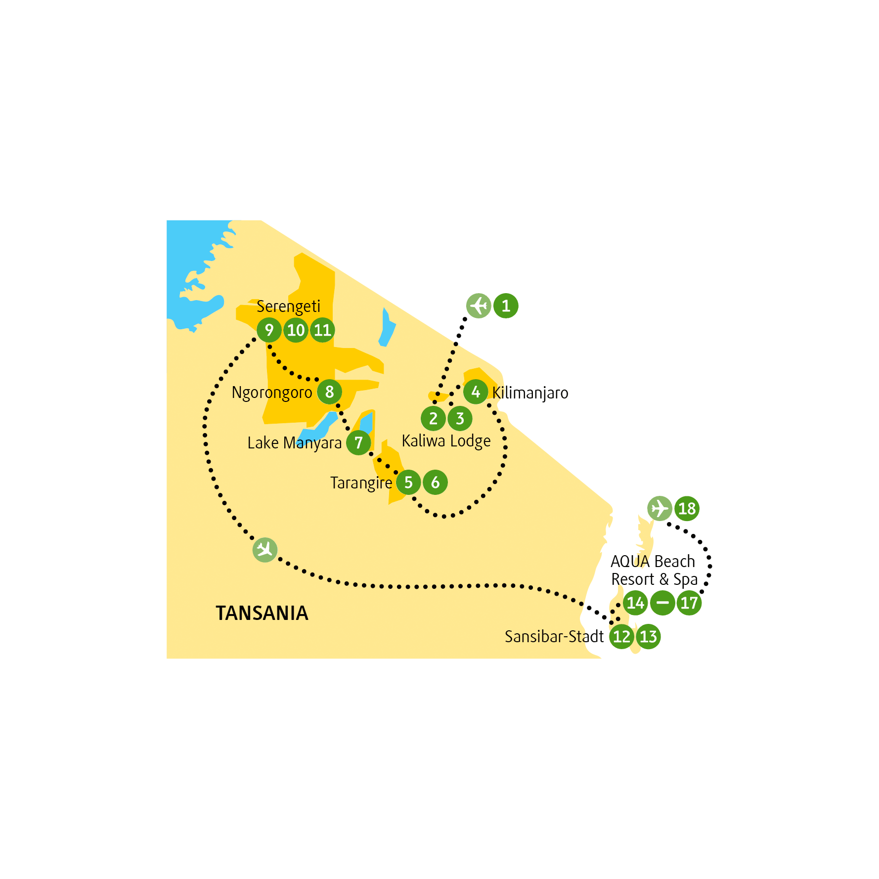Reiseroute TZSBA