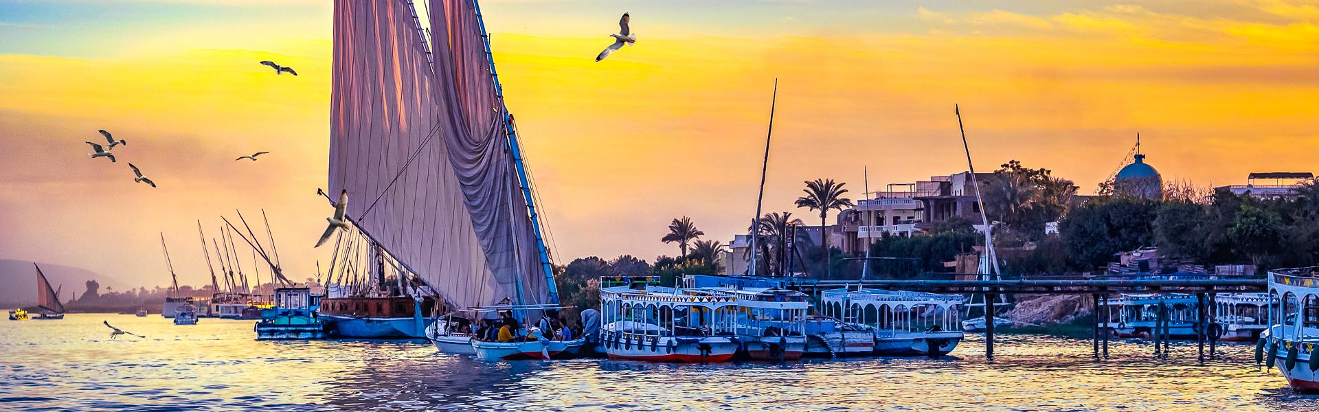 Felucca bei Sonnenuntergang am Nil |  Repina Valeriya, Shutterstock / Chamleon