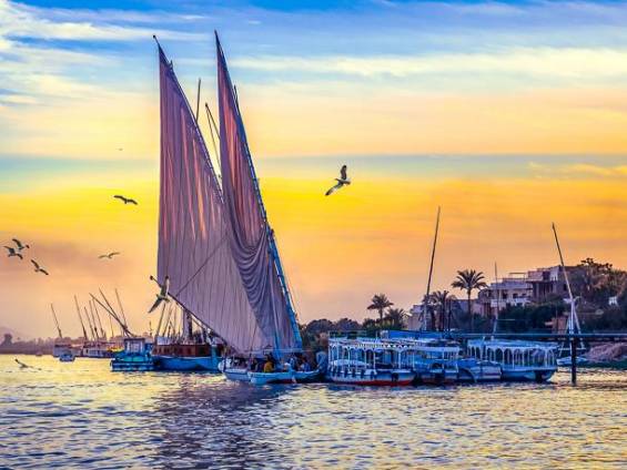 Felucca bei Sonnenuntergang am Nil |  Repina Valeriya, Shutterstock / Chamleon