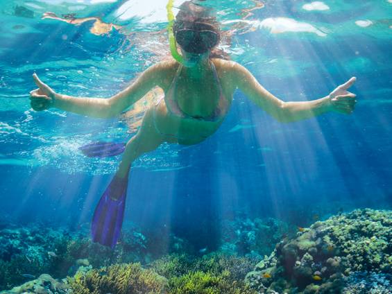 Underwater shot of a woman snorkeling in the sun |  Soft_Light, iStockphoto.com / YOLO Reisen
