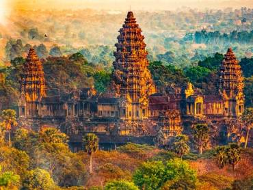 Blick auf Angkor Tom am spten Abend